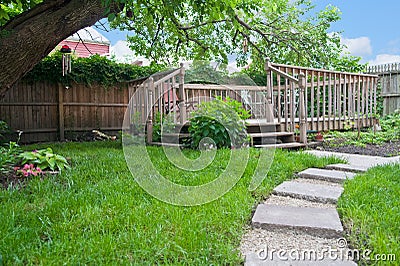 Beautiful Back Yard Deck Stock Photo