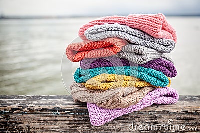 Close-up of knitted hats Stock Photo