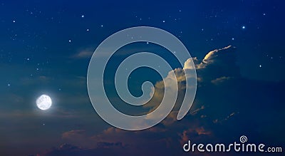 Beautiful background, nightly sky with full moon Stock Photo