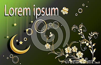 Beautiful Background vector of Ramadan and Golden Flowers Vector Illustration