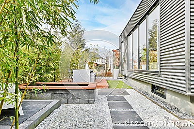 Elegant backyard terrace Stock Photo