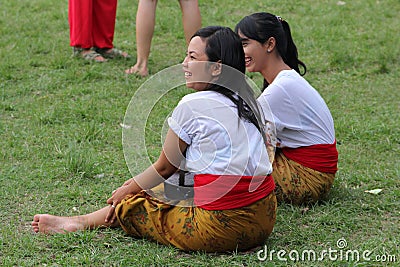 Beautiful women in sarong,New Years Eve,Bali Editorial Stock Photo