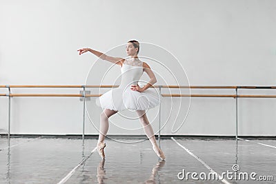 Beautiful ballerina rehearsal in ballet class Stock Photo