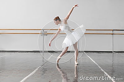 Beautiful ballerina rehearsal in ballet class Stock Photo