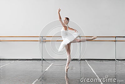 Beautiful ballerina rehearsal in ballet class Stock Photo