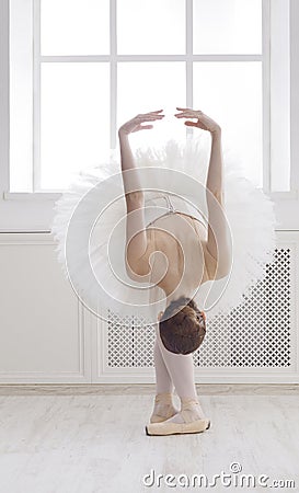 Beautiful ballerine dance in ballet position, reverence Stock Photo