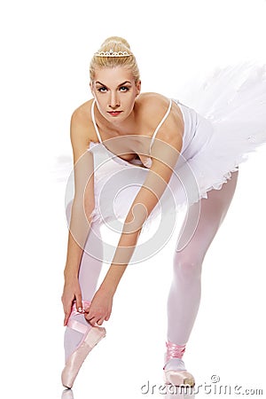 Beautiful ballet dancer isolated on white Stock Photo