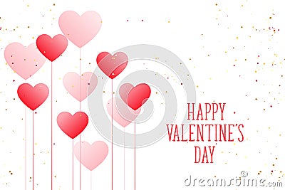 Beautiful balloon hearts happy valentines day background Vector Illustration