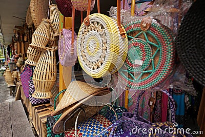 beautiful bamboo craft handmade for sale Stock Photo