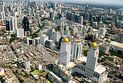 Beautiful Bangkok city, bird eye view on majestic cityscape with modern new buildings, daytime panoramic scene Editorial Stock Photo