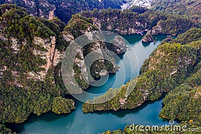 Beautiful Baofeng lake China in breathtaking high angle view Stock Photo