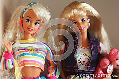 A beautiful barbie with white hair. Stylish doll. Editorial Stock Photo