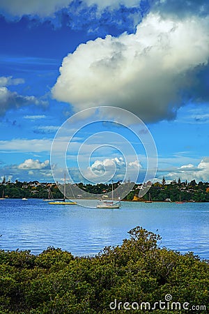 Beautiful bay at Hobsonville Point, Auckland, New Zealand Stock Photo