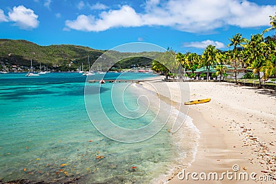 Beautiful beach of Bequia, St Vincent and the Grenadines. Stock Photo