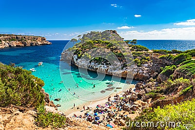 Beautiful beach of Cala Moro Majorca Spain Mediterranean Sea Editorial Stock Photo