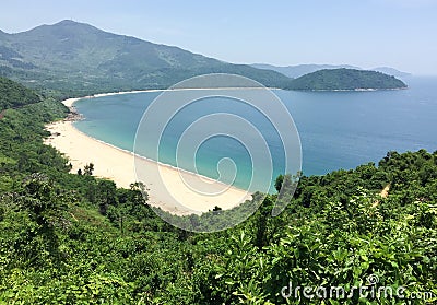 Beautiful beach with green mountain in Phu Quoc, Vietnam Stock Photo