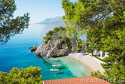 Beautiful beach near Brela town, Makarska riviera, Dalmatia, Croatia Stock Photo