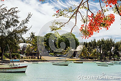 Beautiful beach north of Mauritius Stock Photo