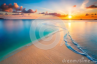 Dream scene, Beautiful beach view with white sand and blue water, summer vibe, holiday Stock Photo