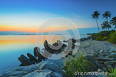 Beautiful beach in the village of Trikora , Bintan island Stock Photo