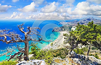 Beautiful beaches of Greece, Rhodes island Stock Photo