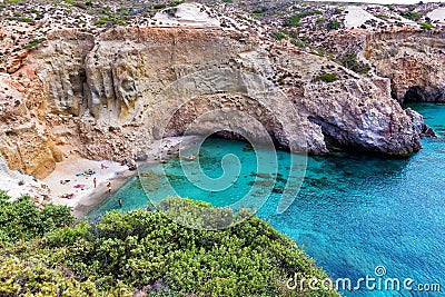 Beautiful beaches of Greece - Tsigrado, Milos island Stock Photo