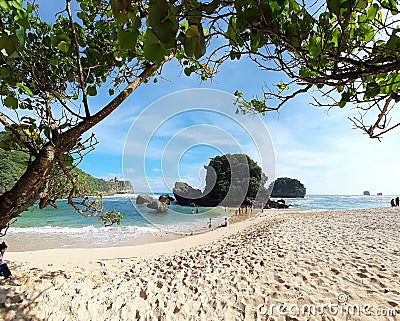 beautiful beaches with small islands Stock Photo