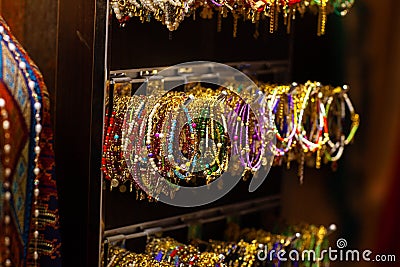 Beautiful bead bracelets on the market in Dubai Stock Photo
