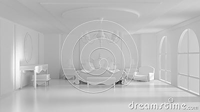 Beautiful bedroom interior. 3d illustration, 3d rendering Cartoon Illustration