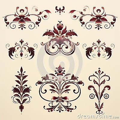 Beautiful Beige Ornate Design Elements for Unique Home Decor Stock Photo