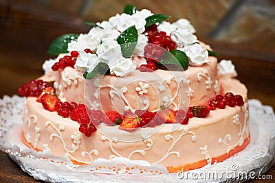 Beautiful berry cream pie Stock Photo