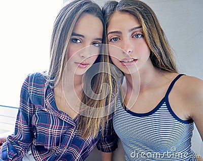 Beautiful best friend teen girls portrait Stock Photo