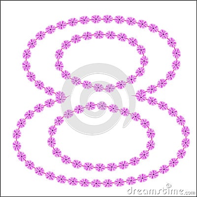 beautiful big figure figure 8 of pink flowers for 8 march Vector Illustration