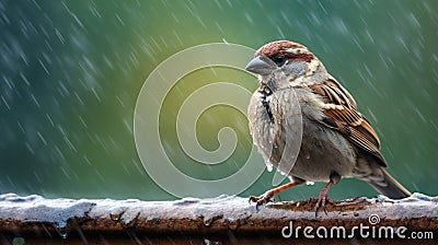beautiful bird view in rain generated by AI tool Stock Photo