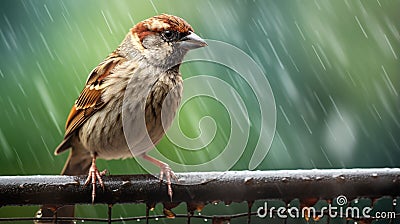 beautiful bird view in rain generated by AI tool Stock Photo