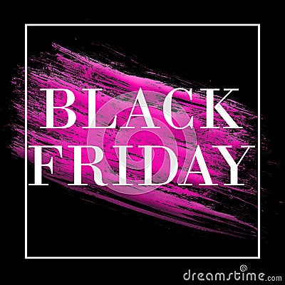 Beautiful black banner concept with pink paint smear. Abstract black friday banner concept Cartoon Illustration