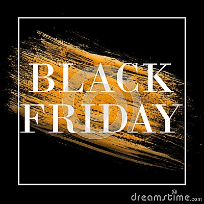 Beautiful black banner concept with yellow paint smear. Abstract black friday banner concept Cartoon Illustration