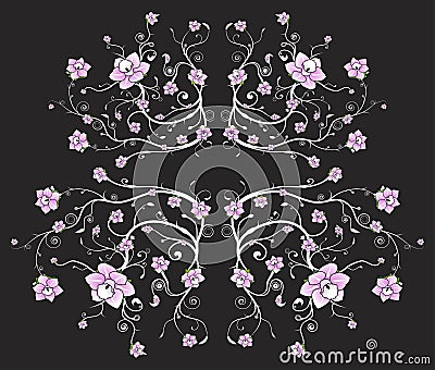 Beautiful black floral background Vector Illustration
