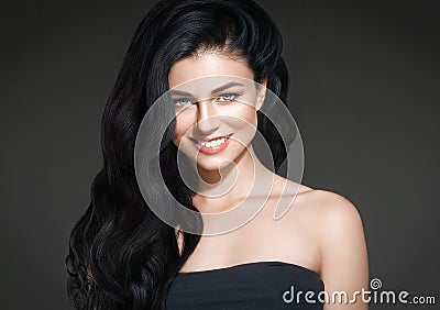 Beautiful Black hair woman beauty portrait. Amazing hairstyle fe Stock Photo