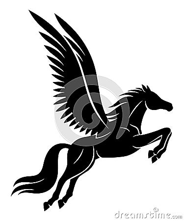 Beautiful black pegasus sign. Vector Illustration