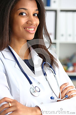 Beautiful black smiling female doctor portrait Stock Photo