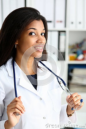 Beautiful black smiling female doctor portrait Stock Photo