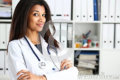 Beautiful black smiling female doctor portrait Stock Photo