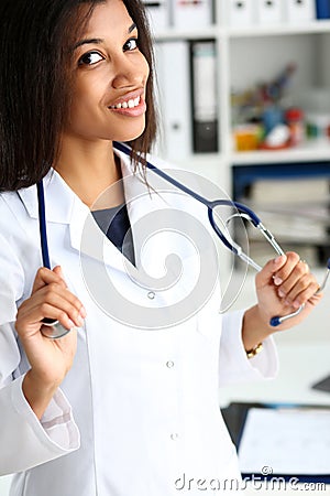 Beautiful black smiling female doctor portrait Stock Photo