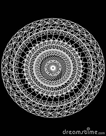 Beautiful black and white mandala design - digital work of art, many ornaments, symmetry and symbolic Stock Photo