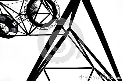 Beautiful black and white photography of steel construction of the Tetrahedron in German Bottrop Stock Photo