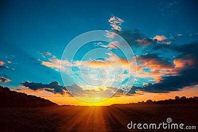 Beautiful blazing sunset landscape Stock Photo