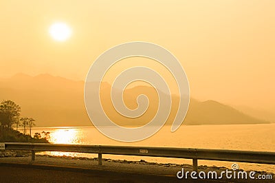 Beautiful blazing sunset landscape Stock Photo