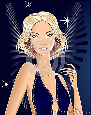 Beautiful blond girl angel Vector Illustration