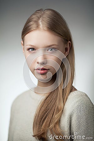 Beautiful blond teen girl portrait Stock Photo